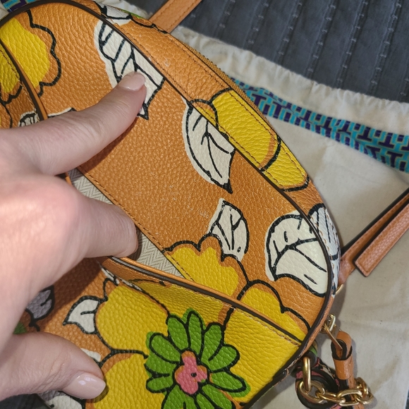 RARE Tory Burch McGraw floral-print crossbody bag GUC Spring - Picture 14 of 15